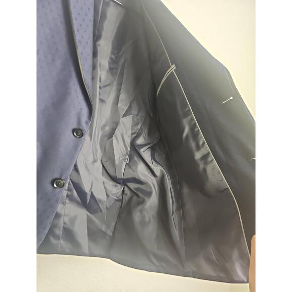 J Ferrar Youth Short Slim Tipped Small Blue Jaquard Dot Blazer Suit Jacket - Picture 4 of 9